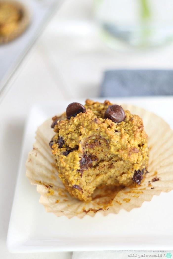 gluten free pumpkin muffin with a bite taken out